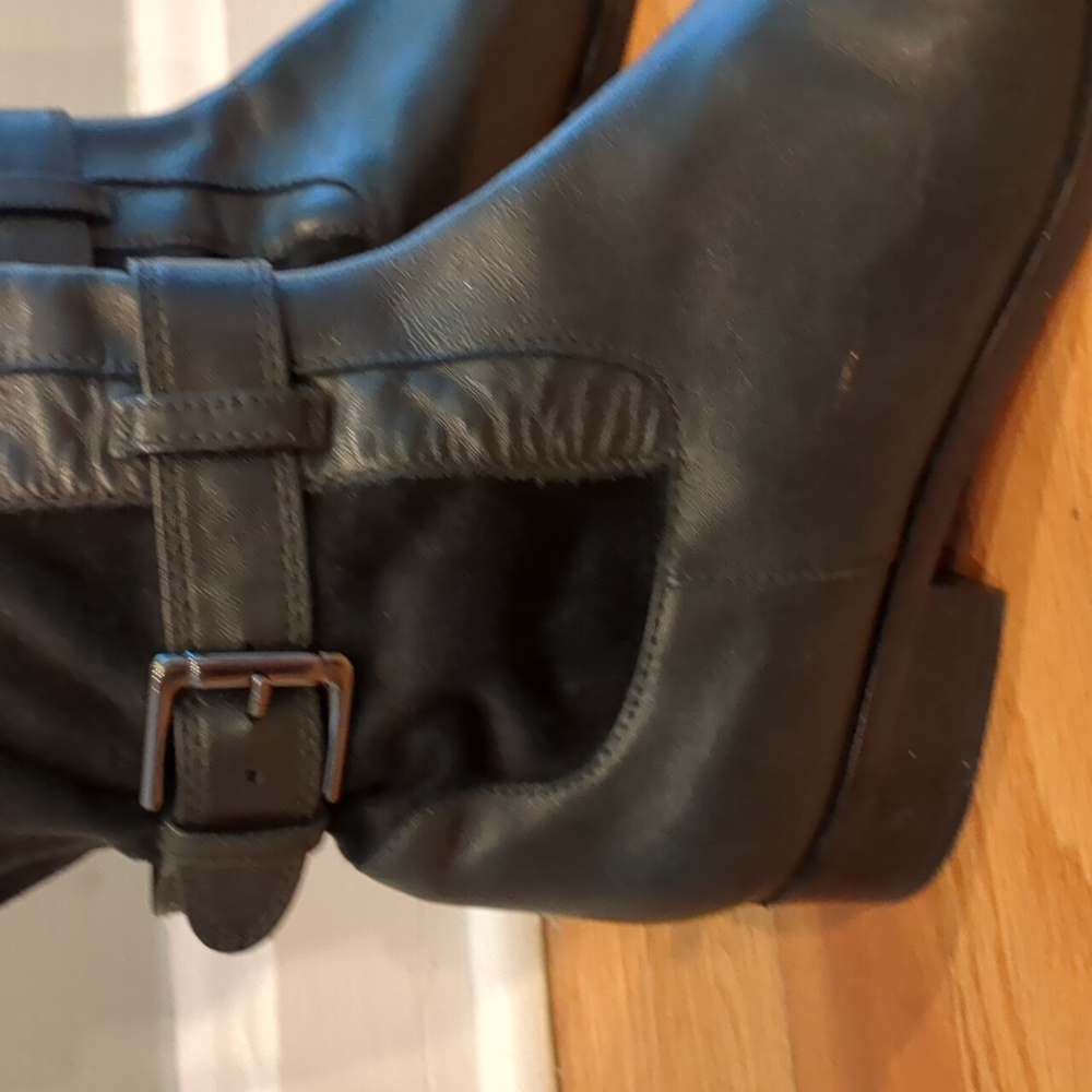 Cole Haan Nike Air Avalon Tall Leather Black Riding boots 3 buckles 9.5M - Picture 3 of 15